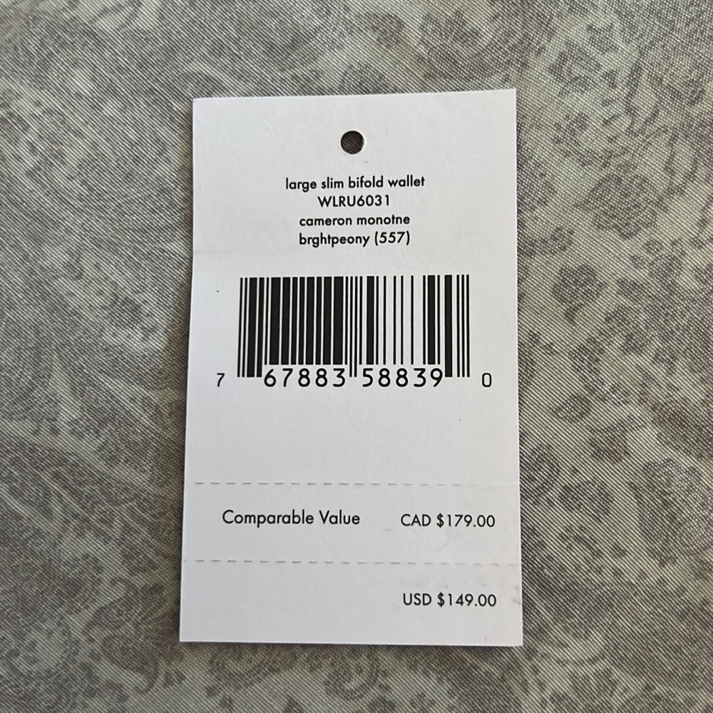 Kate Spade New York  Large Slim Bi-Fold Wallet Fuchsia Color - Picture 9 of 9